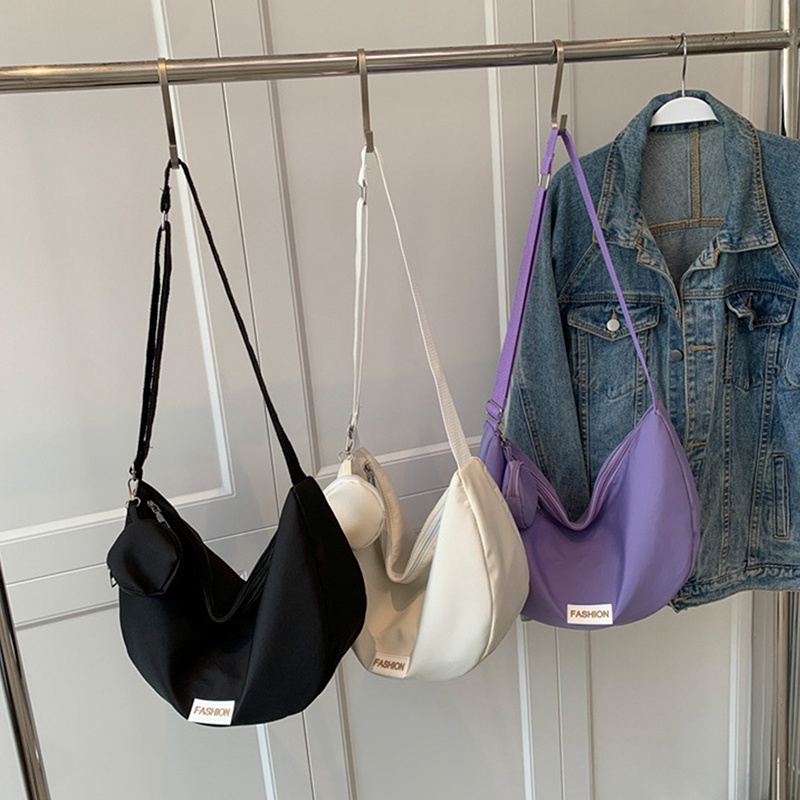 Túi Đeo Chéo Vai Đa Chức Năng Sức Chứa Lớn Màu Trơn Dễ Phối Đồ Phong Cách Harajuku Cho Nữ