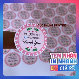 Combo 550 tem dán thank you (tròn 3 cm) thiết kế, in theo yêu cầu