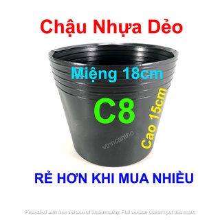 Chậu nhựa trồng cây C8 đen trồng cây, trồng rau, chậu trồng hoa Vạn Thọ TẾT