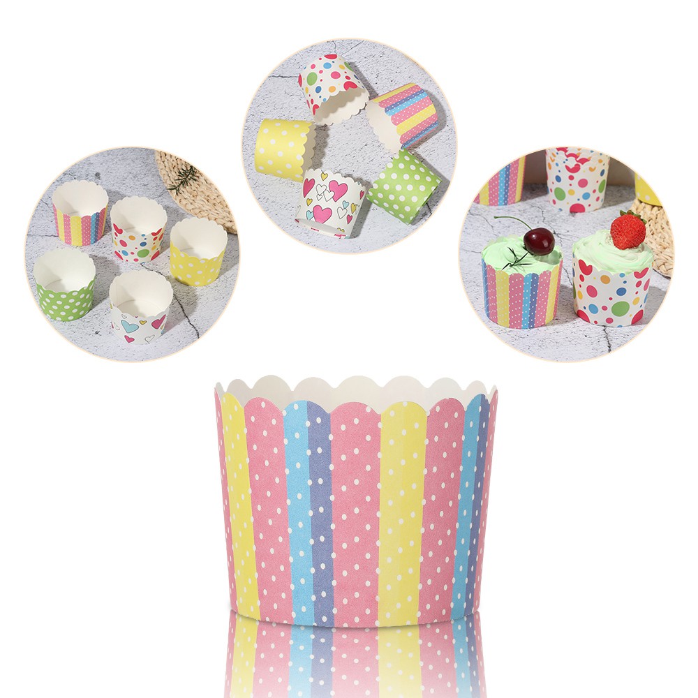 Set 50 Khuôn Giấy Họa Tiết Chấm Bi Nhiều Màu Dùng Để Làm Bánh Cupcake / Bánh Cupcake Diy