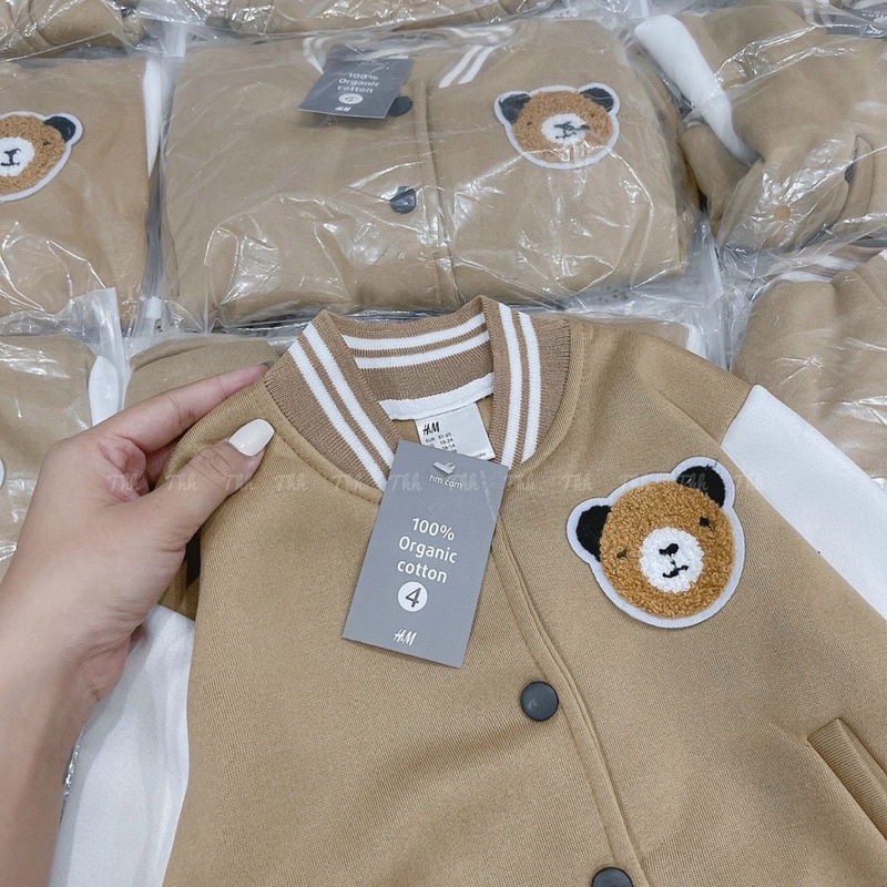 Áo bomber nâu gấu cho bé
