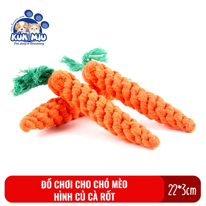 Đồ chơi cho chó mèo hình củ cà rốt Kún Miu chất liệu dây thừng