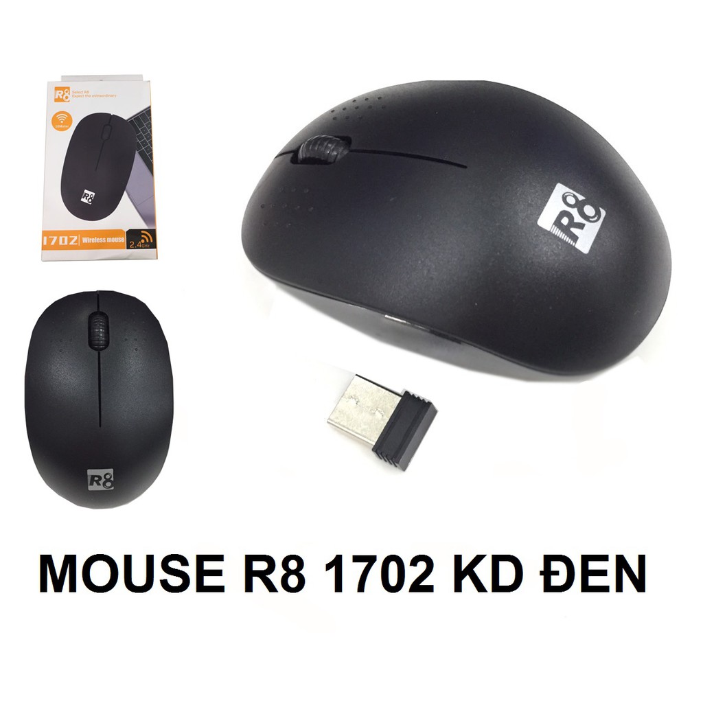 Mouse R8 1702 (KD) đen, chuột máy tính không dây R8 1702