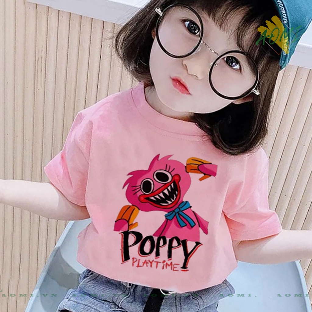 ÁO THUN Poppy Playtime Huggy Wuggy UNISEX PHÔNG HỒNG TAY NGẮN NAM NỮ GIA ĐÌNH CẶP ĐÔI TRẺ EM TRAI GÁI