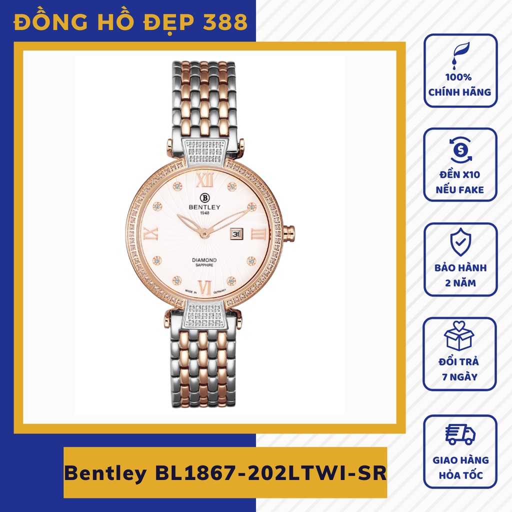 Đồng hồ điện tử nữ Bentley dây kim loại BL1867-202LTWI-SR chính hãng, fullbox bảo hành toàn cầu thumbnail