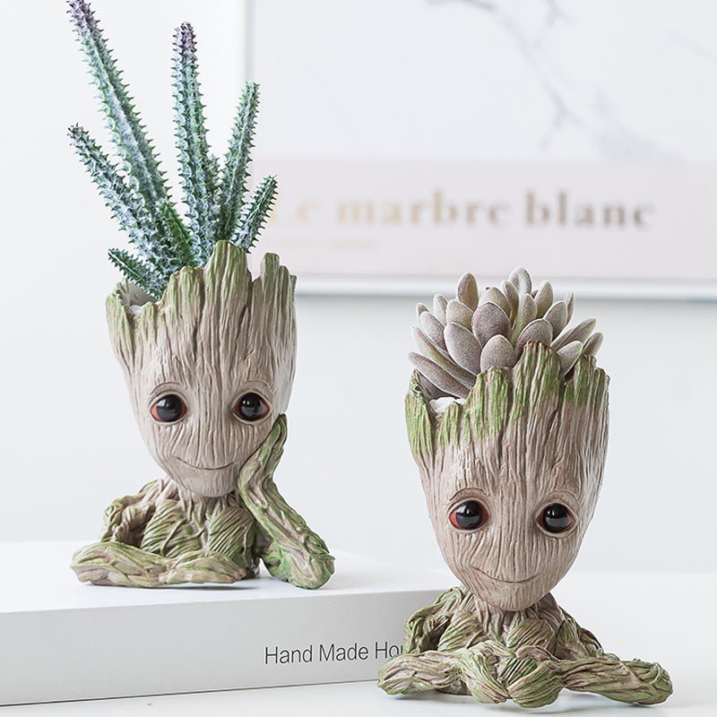 ✻△♣Trang trí nội thất Baby Groot Mô hình thu nhỏ Chậu hoa Giá đỡ bút Màn hình trên máy tính Thủ công mỹ nghệ Trang trí v