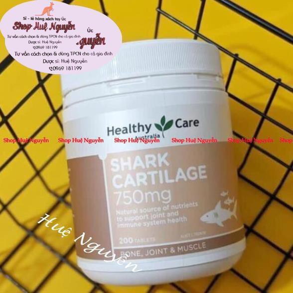 Sụn vi cá mập Healthy Care Shark Cartilage 750mg 200 viên, mẫu mới, date xa