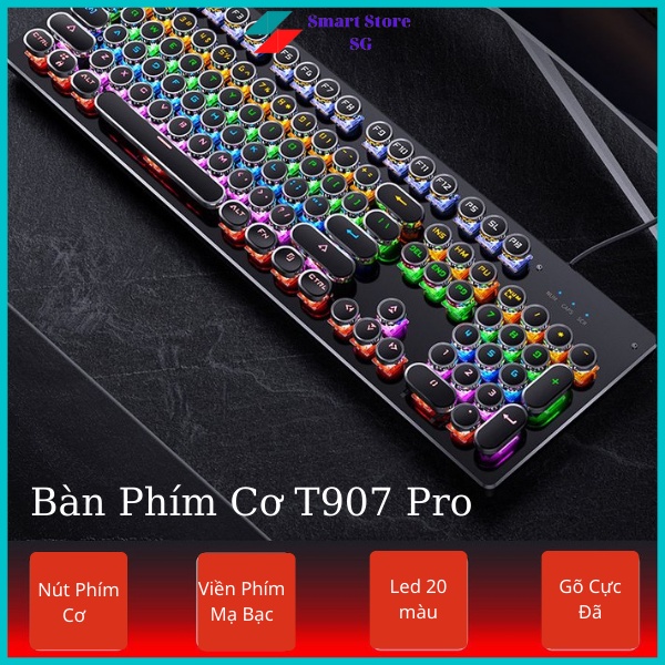 Bàn Phím Máy Tính, Bàn Phím Cơ Gaming Cho PC, Laptop Cao Cấp T907 Esports Pro 2021 Nâng Cấp Có 20 Chế Độ LED RGB