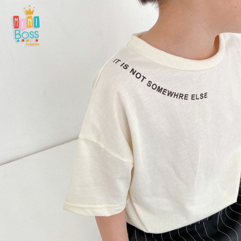 Áo thun cho bé trai bé gái chất cotton mềm MiniBoss | Áo thun tay lỡ cho bé Quảng châu