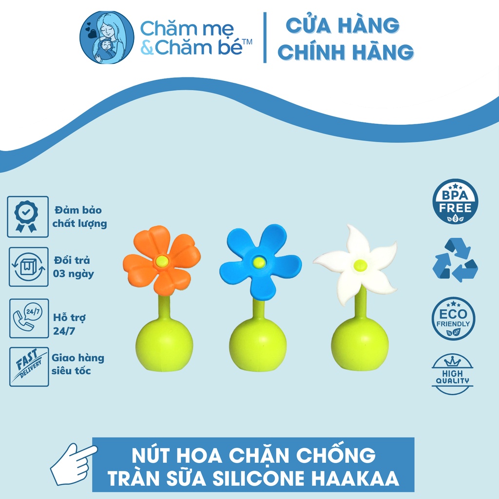Nút hoa chặn chống tràn sữa silicone HaaKaa dùng cho Cốc hứng sữa, nhiều mầu sắc đẹp