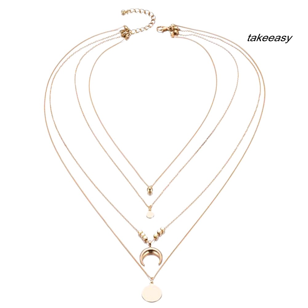 (HàNg Có SẵN) Vòng cổ 4 SợI HợP Kim HìNh MặT Trăng Xinh XắN