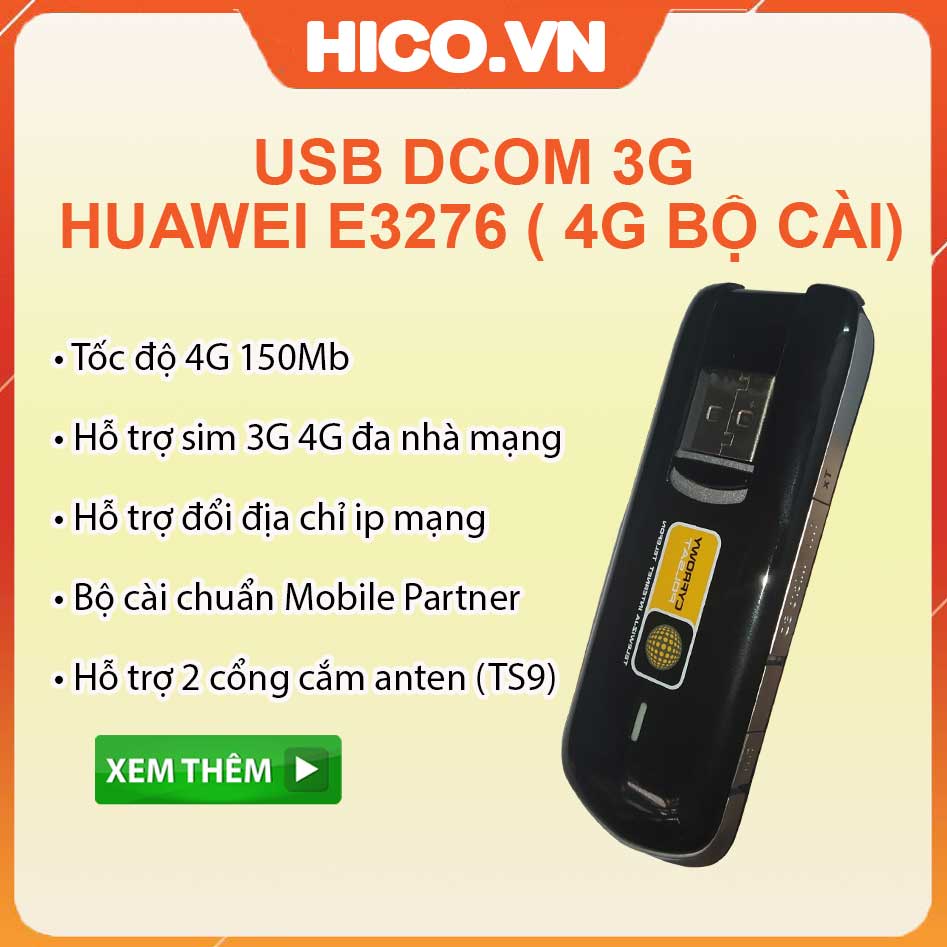 Usb Dcom 3G 4G Huawei E3372 E3276 Chạy Bộ Cài Mobile Partner - Hỗ Trợ Đổi IP & MAC