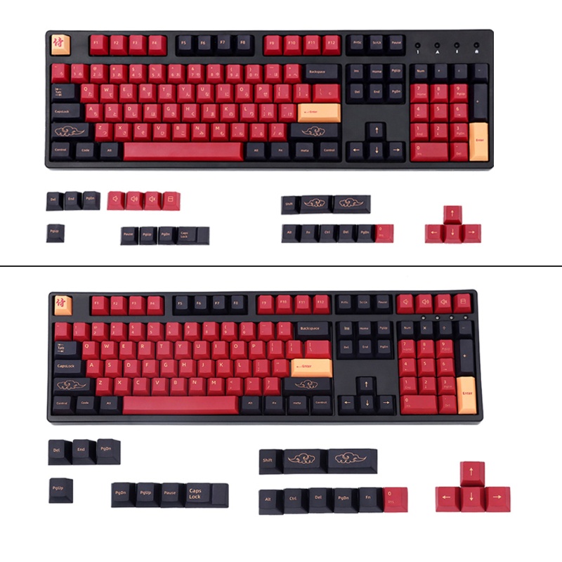 Bộ 129 Nút Bàn Phím Pbt Nhuộm Màu Đỏ Samurai Cá Tính Cho Cherry Mx Switch Tkl87 108
