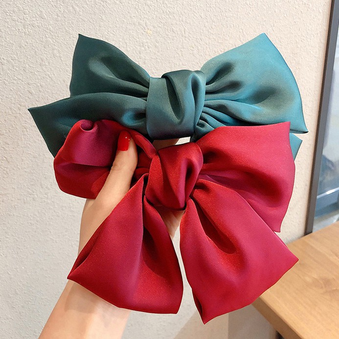 Kẹp Tóc Hình Nơ Lớn Màu Đỏ Phong Cách Hàn Quốc Cho Nữ
