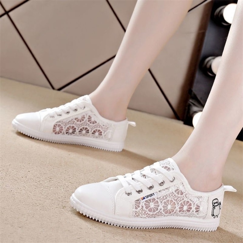 Giày Thể Thao Đế Bằng Siêu Nhẹ Phối Lưới Thoáng Khí Thời Trang Xuân Hè 2022 Mới Cho Nữ