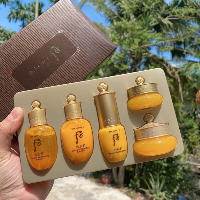 CHUẨN AUTH - BỘ KIT DƯỠNG DA CĂNG MƯỢT GIẢM LÃO HOÁ WHOO VÀNG 5 MÓN