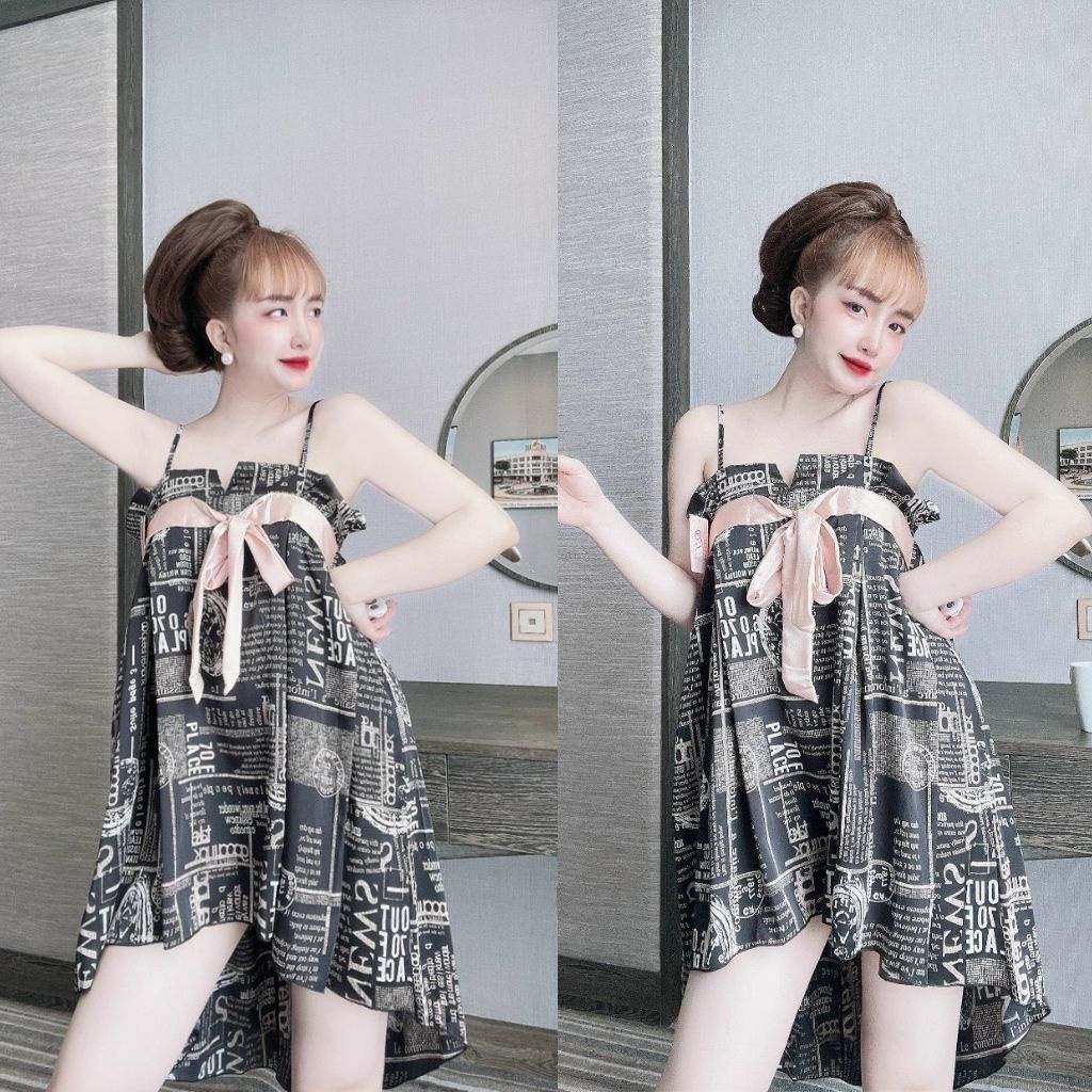 Váy ngủ sexy Miky, Đầm ngủ sexy lụa Satin Chất Siêu Mát Dáng Siêu Xinh&lt;62KG