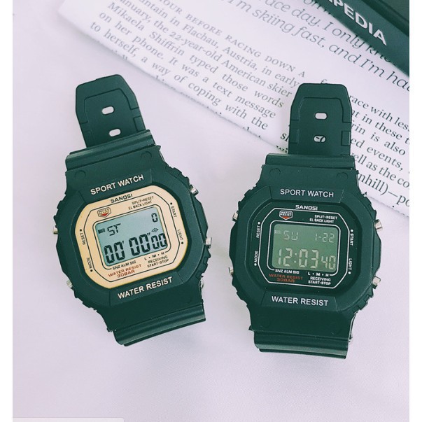 Đồng hồ nam đẹp SANOSI điện tử dây cao su mặt vuông thời trang | BigBuy360 - bigbuy360.vn