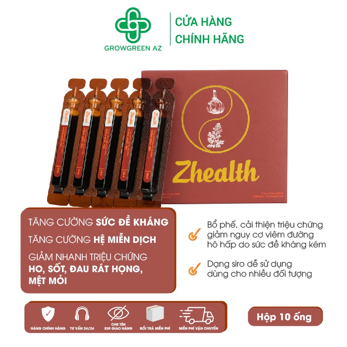 Siro Ho Tăng Sức Đề Kháng Zhealth - Bổ Phế, Giảm Nguy Cơ Viêm Đường Hô Hấp(10ml/ống)