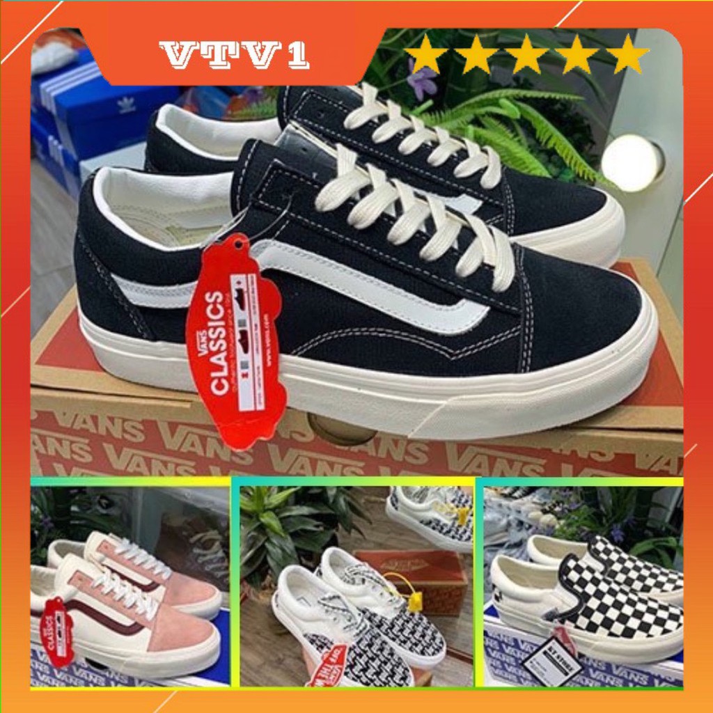 Giày thể thao và sneaker nam nữ vans đen , van hồng , van caro