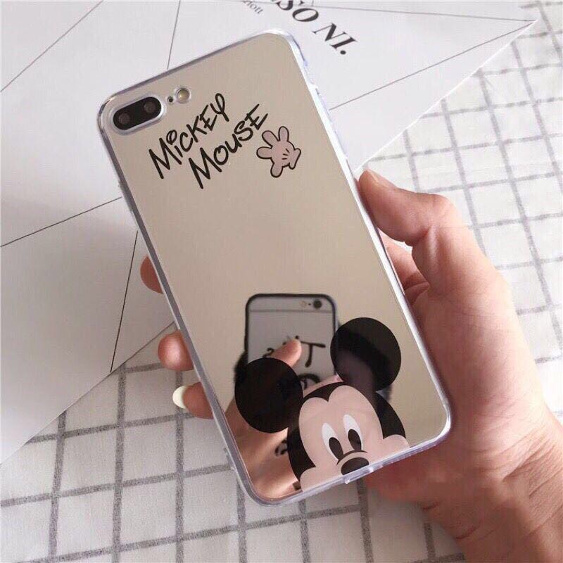 Ốp điện thoại mặt gương hình chuột Mickey Minnie kiểu Hàn cho iPhone 7 / 8plus 6 / 6p XS XR