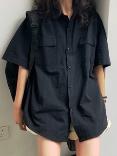 (CLIP THẬT) Áo sơ mi oversize basic cộc tay ulzzang