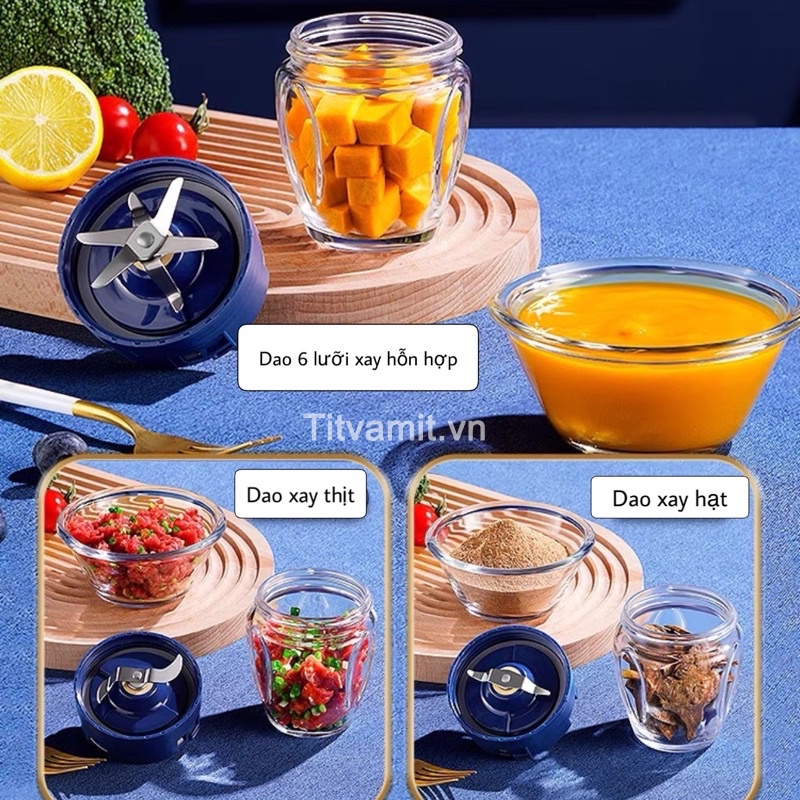 [6 LƯỠI XAY CỰC NHUYỄN] Máy Xay Đa Năng 3 Cối Thuỷ Tinh, Xay Thịt, Xay Rau Củ Quả Và Các Loại Hạt