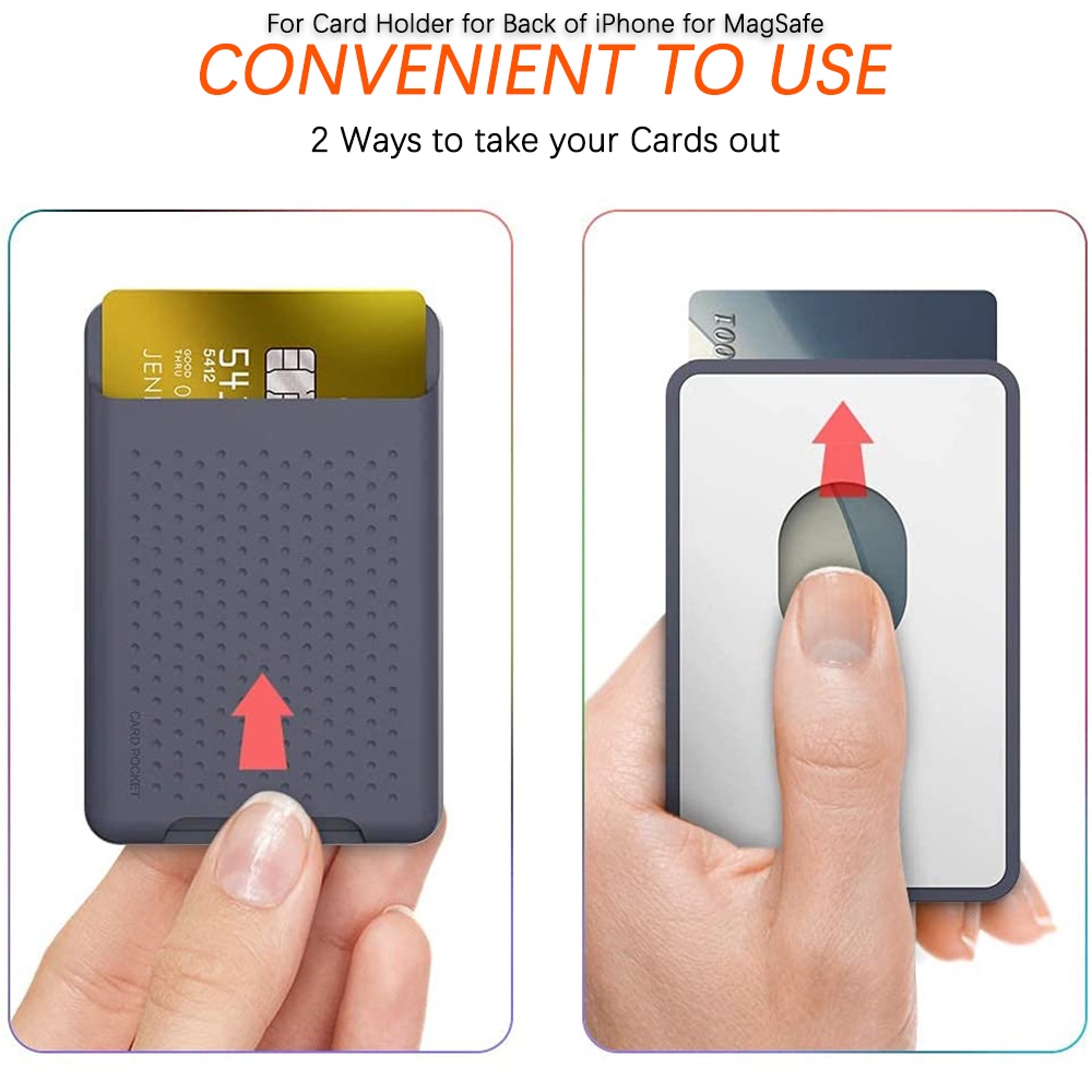 Ninki Ví Silicon Đựng Thẻ Dán Vào Ốp Điện Thoại Chất Lượng Cao cho iPhone 13, iPhone 12 Models, Magnetic Card Holder Silicone Sleeve Compatible with iPhone 12/Pro/Max/Mini