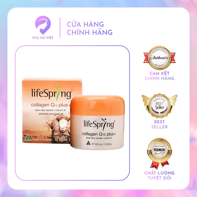 Kem Nhau Thai Cừu LifeSpring Collagen Q10 Plus Giúp Mờ Thâm Nám 100ml của Úc