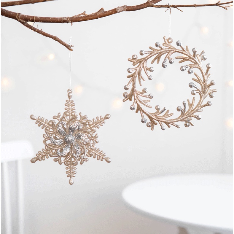 Phụ Kiện Nhũ Sang Trọng Treo Trang trí Cây Thông, Trang Trí Noel Giáng Sinh