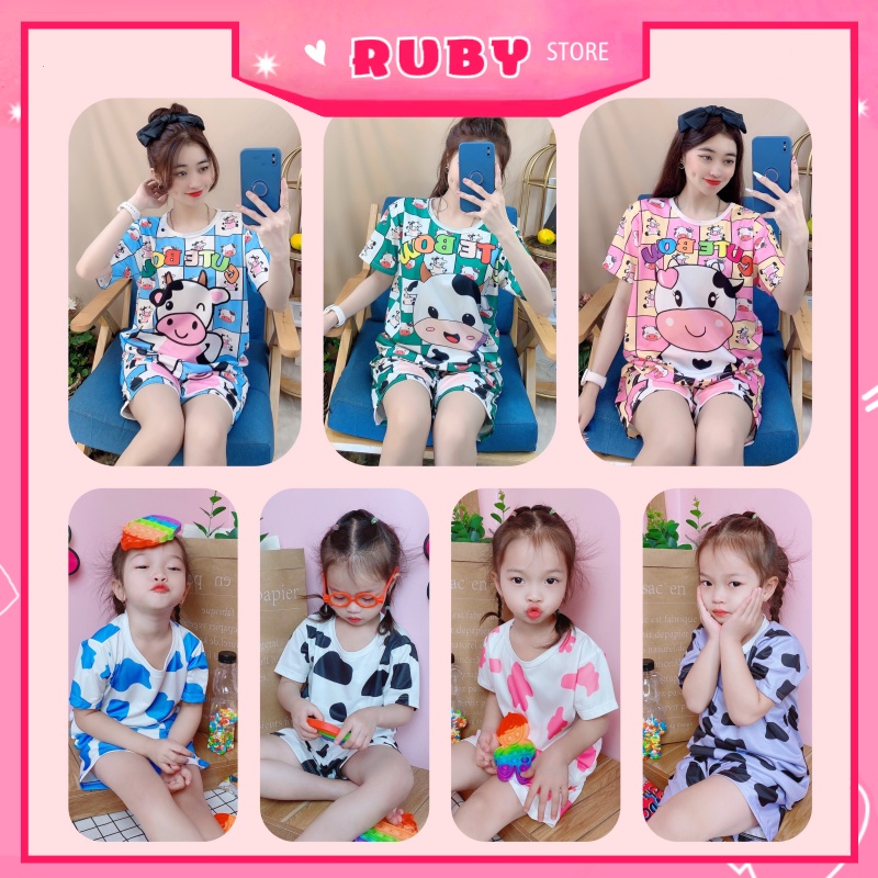 Đồ bộ Bò Sữa, Doremon ❤ Set bộ hoạt hình bé trai bé gái BIG SIZE (5KG - 70KG) chất thun mịn mát co giãn thoải mái DBRBD