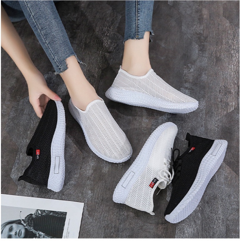 Giày Thể Thao Trơn 2 Màu Đen-Trằng Dành Cho Nữ DẢ05Q