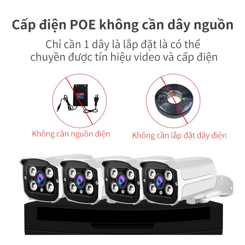 Bộ camera giám sát IP 4 kênh Full HD 1080P,giám sát từ xa trên di động,chuyên dùng trong nhà máy,văn phòng và siêu thị | BigBuy360 - bigbuy360.vn