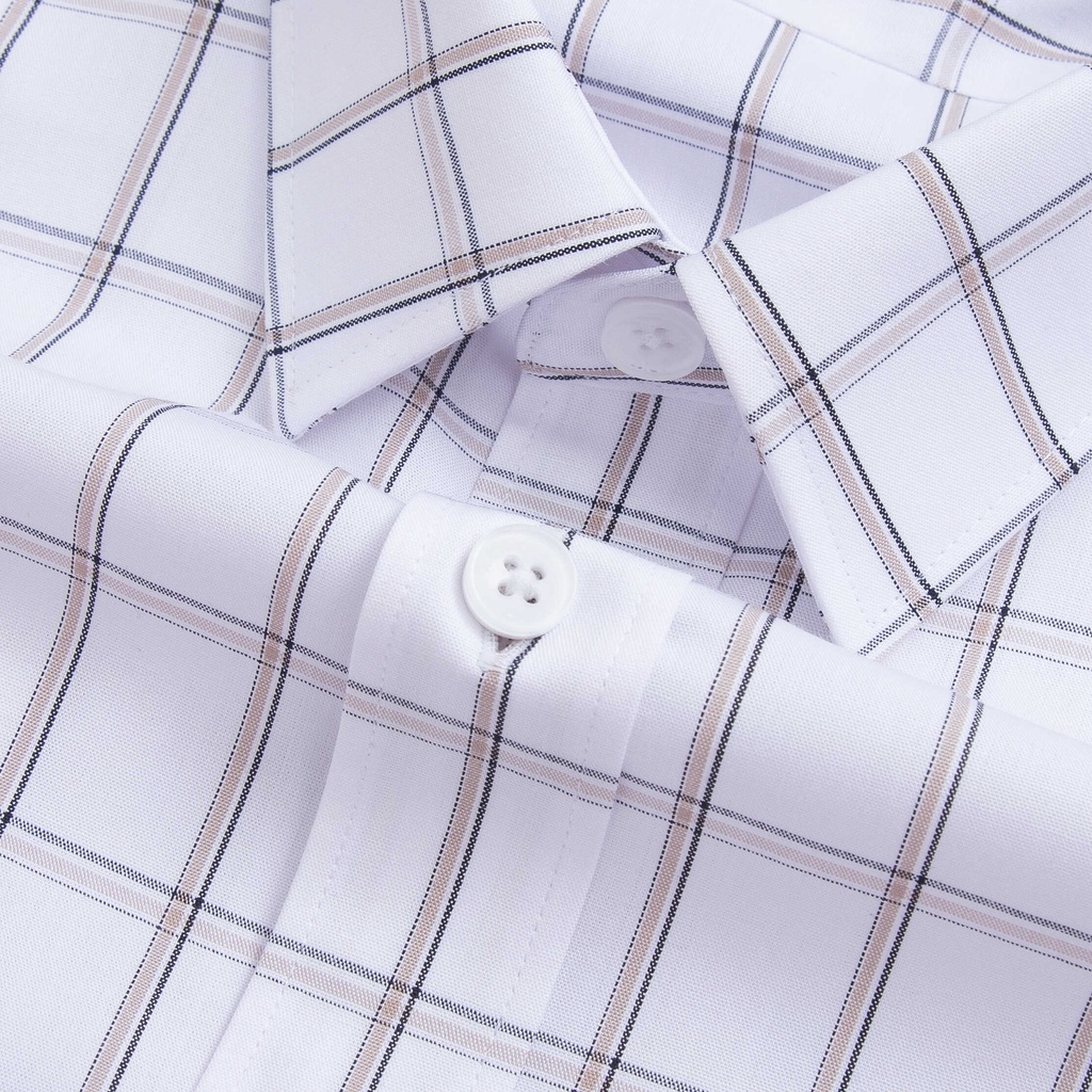 [MẪU MỚI] Áo sơ mi nam ngắn tay ARISTINO họa tiết trắng kẻ nâu thanh lịch, nhã nhặn - ASS037S2