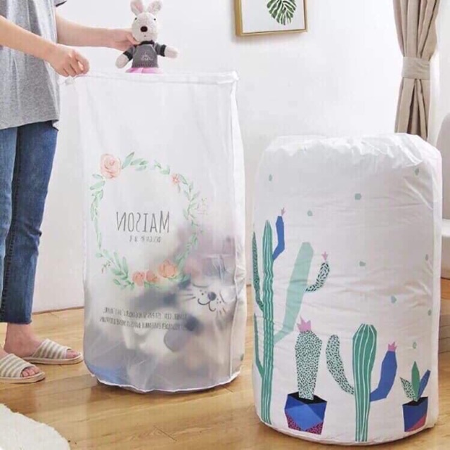 Túi Đựng Chăn Ga Gối Có Dây Rút Sắp Xếp Tủ Quần áo Gọn Gàng Cỡ Lớn 84cm x 45cm Chống Nước Nấm Mốc Tránh Côn Trùng