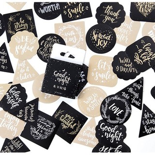 Hộp 45 miếng sticker mẫu lời chúc nền màu đen