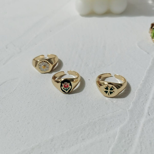 Nhẫn Hở Hình Oval Họa Tiết Hoa Tulip 19953 Sang Trọng Thời Thượng