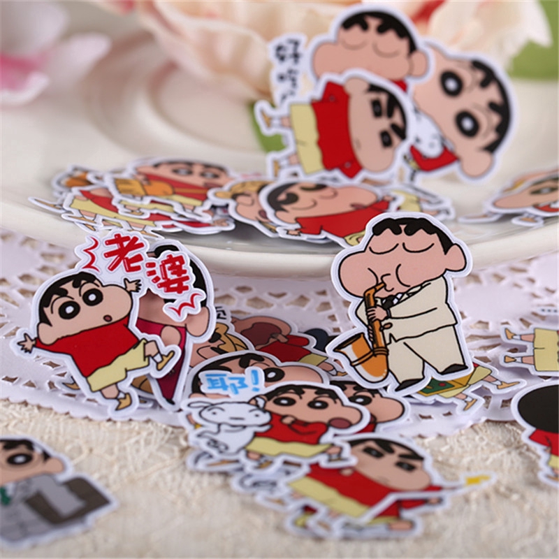 ❀ Crayon Shin-chan Q-3 Diary Manual Giấy và decal dán tường❀ 32Pcs/set Anime Album Scrapbooks DIY Decor Stickers ML07499