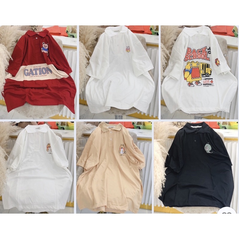 Áo Thun Polo Các Mẫu Tổng Hợp Form Rộng Unisex- Áo Phông Cổ Bẻ Tay Lỡ Dáng Rộng Basic Dễ Mặc