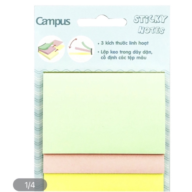 Giấy Ghi Nhớ Campus, ghi chú SN-3L-90 3 kích thước giấy linh hoạt , Sticky Note Campus