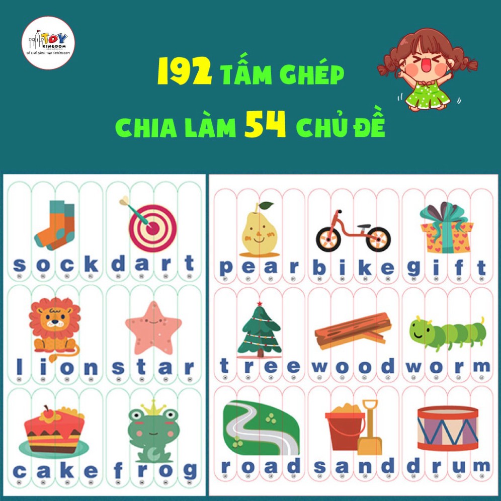 Đồ Chơi Xếp Hình Montessori 192 Que Học Tiếng Anh - 54 Chủ Đề