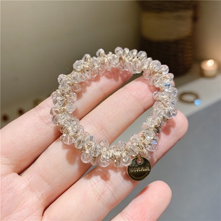 Dây Cột Tóc Co Giãn Đính Pha Lê Lấp Lánh Phong Cách Hàn Quốc