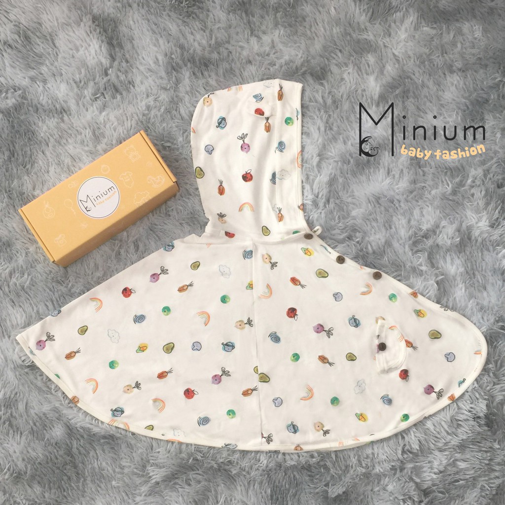 Áo choàng chống nắng cho bé trai, bé gái, áo cánh dơi ponchoni, áo choàng cho bé chất liêu cotton(size 0-6 tuổi)- Minium