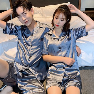 Bộ đồ ngủ Pijama ngắn bằng vải lụa mát cho cặp đôi