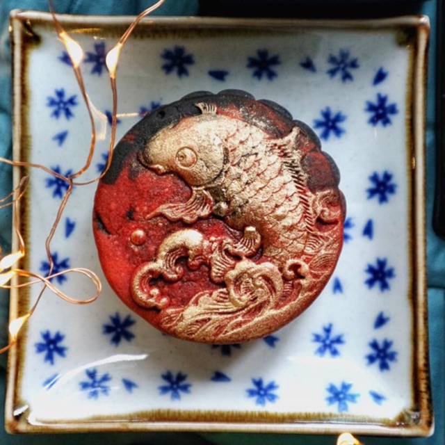 Khuôn fondant silicon hoa mẫu đơn + cá chép