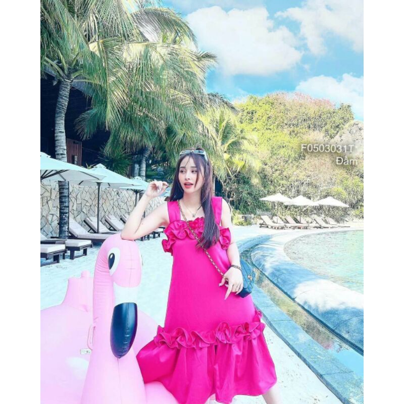 Set bộ áo kiểu lệch bên vai chéo tà phối chân váy ngắn xoè