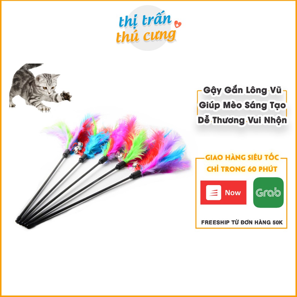 Đồ Chơi Cần Câu Mèo Lông Vũ Cho Chó Mèo Sáng Tạo Dễ Thương Vui Nhộn