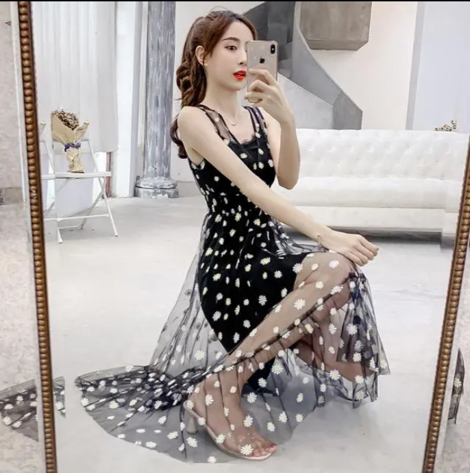 váy hoa cúc Hàn Quốc Sát Nách Thời Trang Mùa Hè 2021 Size X Plus / M-4Xlx