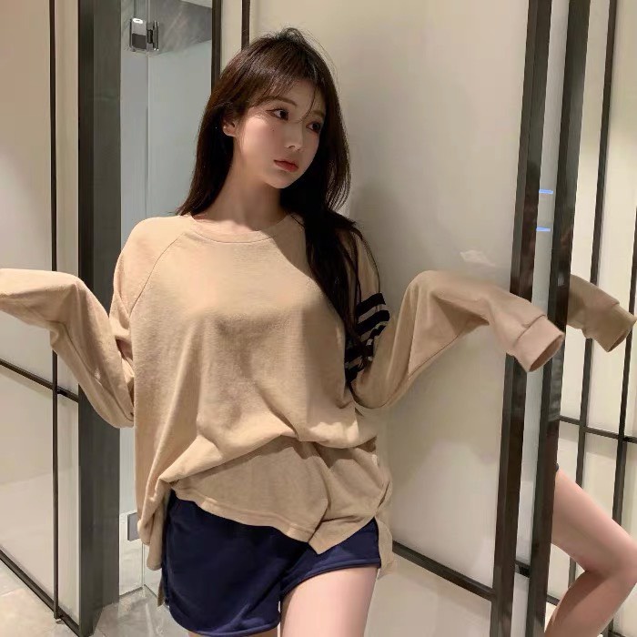 Áo phông nữ dài tay phối sọc ngang cao cấp (hàng loại 1), co giãn 4 chiều, thấm hút mồ hôi 3 màu 62kg trở lại (ảnh thật)