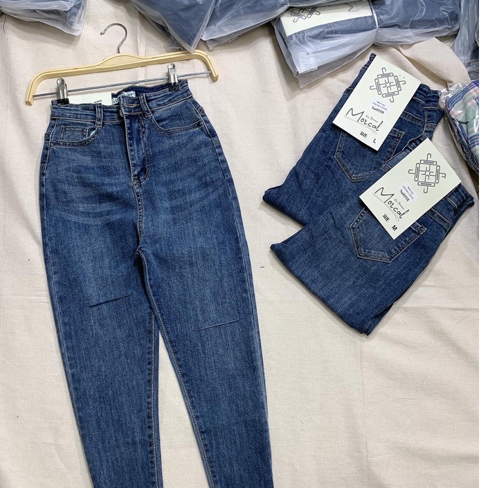 Quần Jean Nữ Cạp Cao, Quần Jean Ôm Skinny Rách Gấu Phong Cách Jeans Fashion93